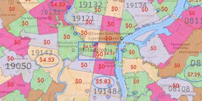 Filadelfia dhe në zonat përreth hartë