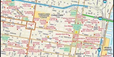 Harta e në qendër të qytetit Philadelphia