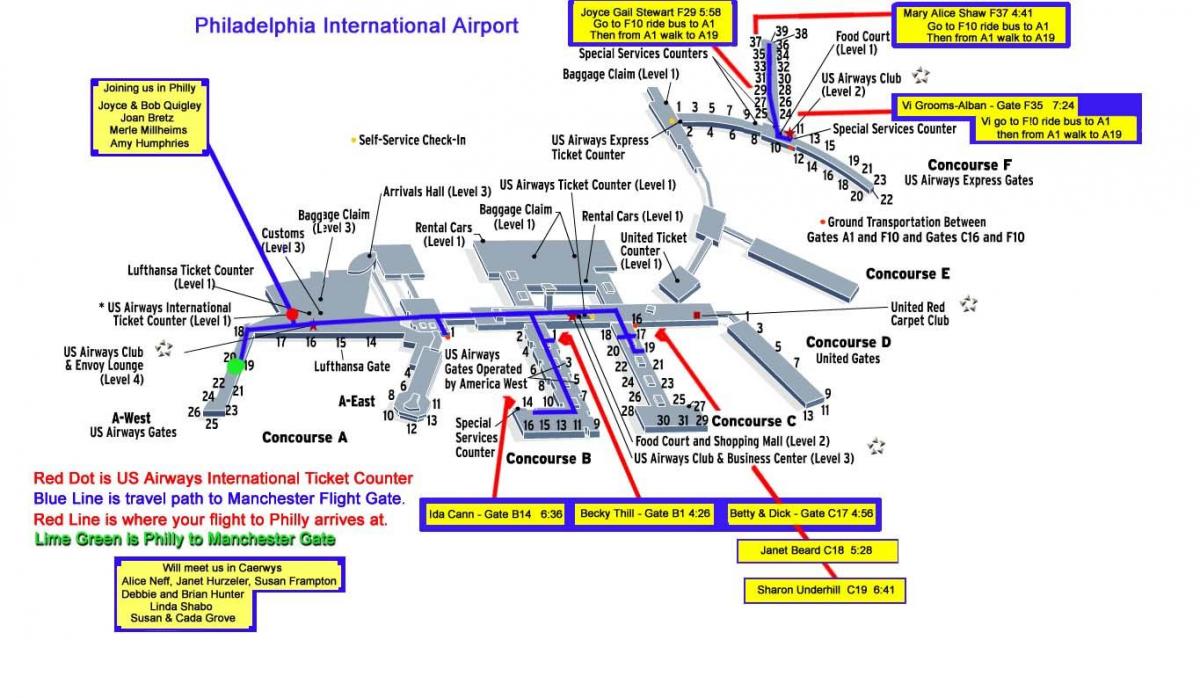 harta e Filadelfias aeroport