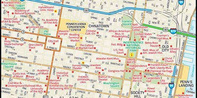 Harta e në qendër të qytetit Philadelphia