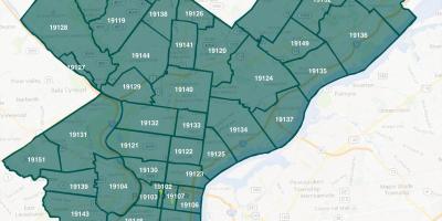 Harta e Filadelfias lagjet dhe zip codes